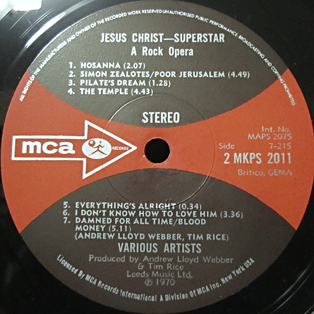Jesus Christ Superstar (MCA UK) / 1970