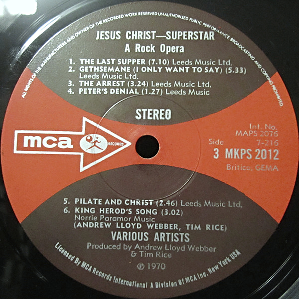 Jesus Christ Superstar (MCA UK) / 1970